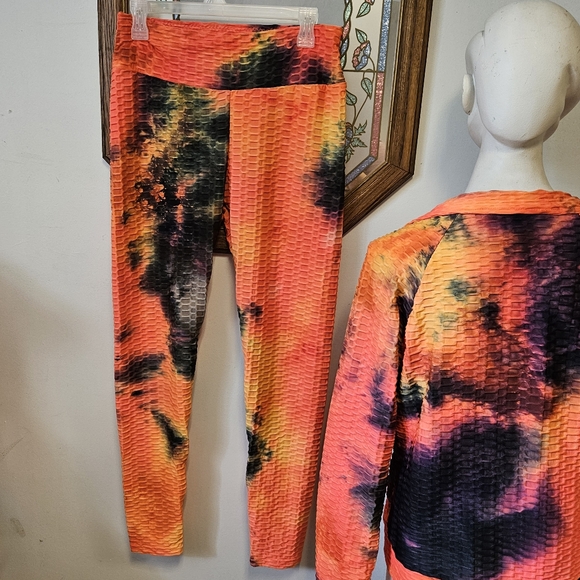 2 Pc Set by SY Fashion Tie Dyed Track Suit Sz L - Picture 5 of 10